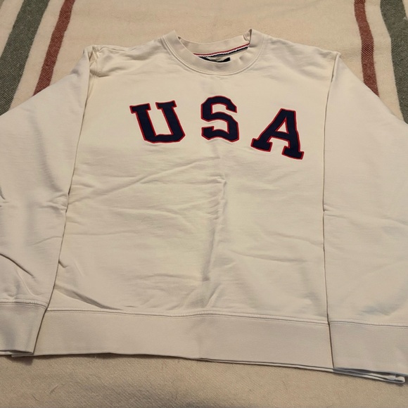 American Giant Other - American Giant Cream Crewneck Sweater with embroidered USA Design